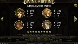 Divine Fortune Таблица Выплат