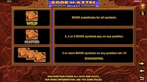 Book of Aztec Select Таблица выплат